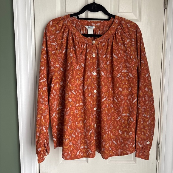 Duluth Trading Co Tops - NWT Duluth Trading Printmaker Lightweight Organic Cotton Mushroom Peasant Blouse